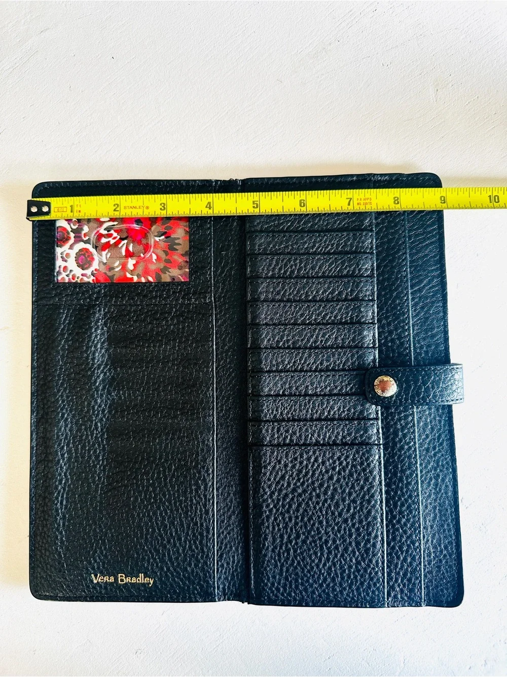 VERA BRADLEY Travel Wallet in Black Pebbled Leather